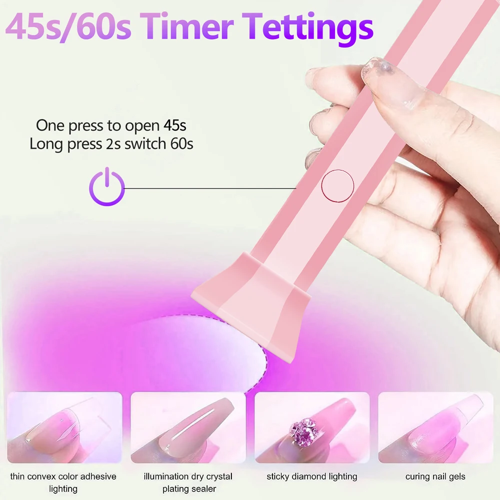 Battery Included Portable Nail Dryer Lamp UV LED Nail Light Quick Drying Light For Curing All Nail Gel Rechargeable Home 5
