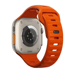 Premium Soft Silicone Sport Watch Strap - Comfortable and Durable Design for 42mm 44mm 45mm 49mm (Orange)