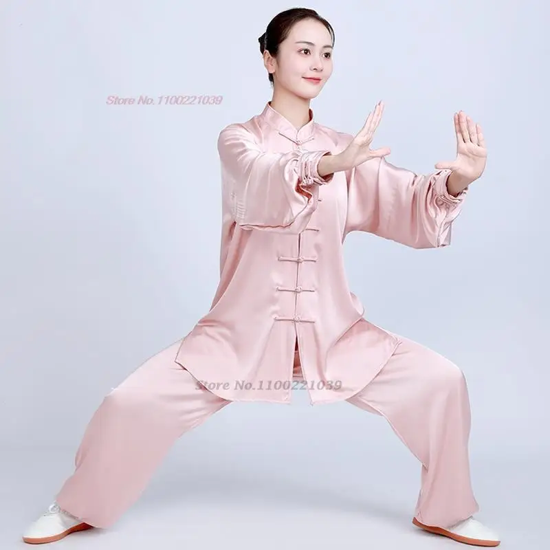 chinese kung fu tai chi martial arts satin set traditional taijiquan practice wushu suit casual outdoor sport clothing