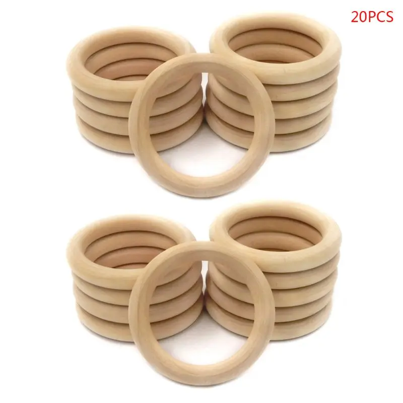 

20Pcs Natural Wooden Baby Teether Ring Infant Molars DIY Teethers Accessories Newborn Bracelet Craft Toy