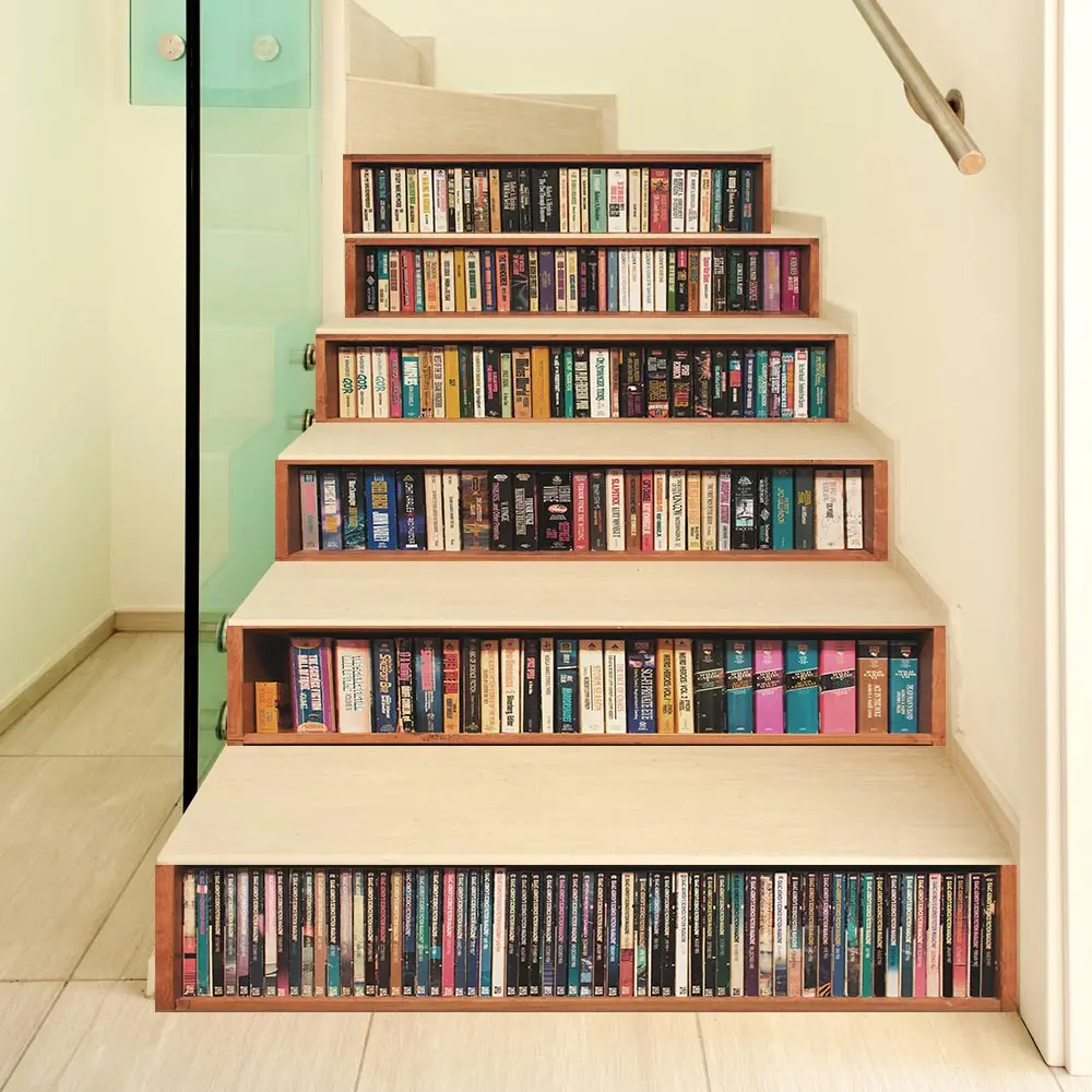 Description Picture 5 of item6 Pcs Artistic Stairs Stickers Self Adhesive Waterproof Vinyl Floor Stickers Wall for Bathroom Staircase Decoration Home Decor