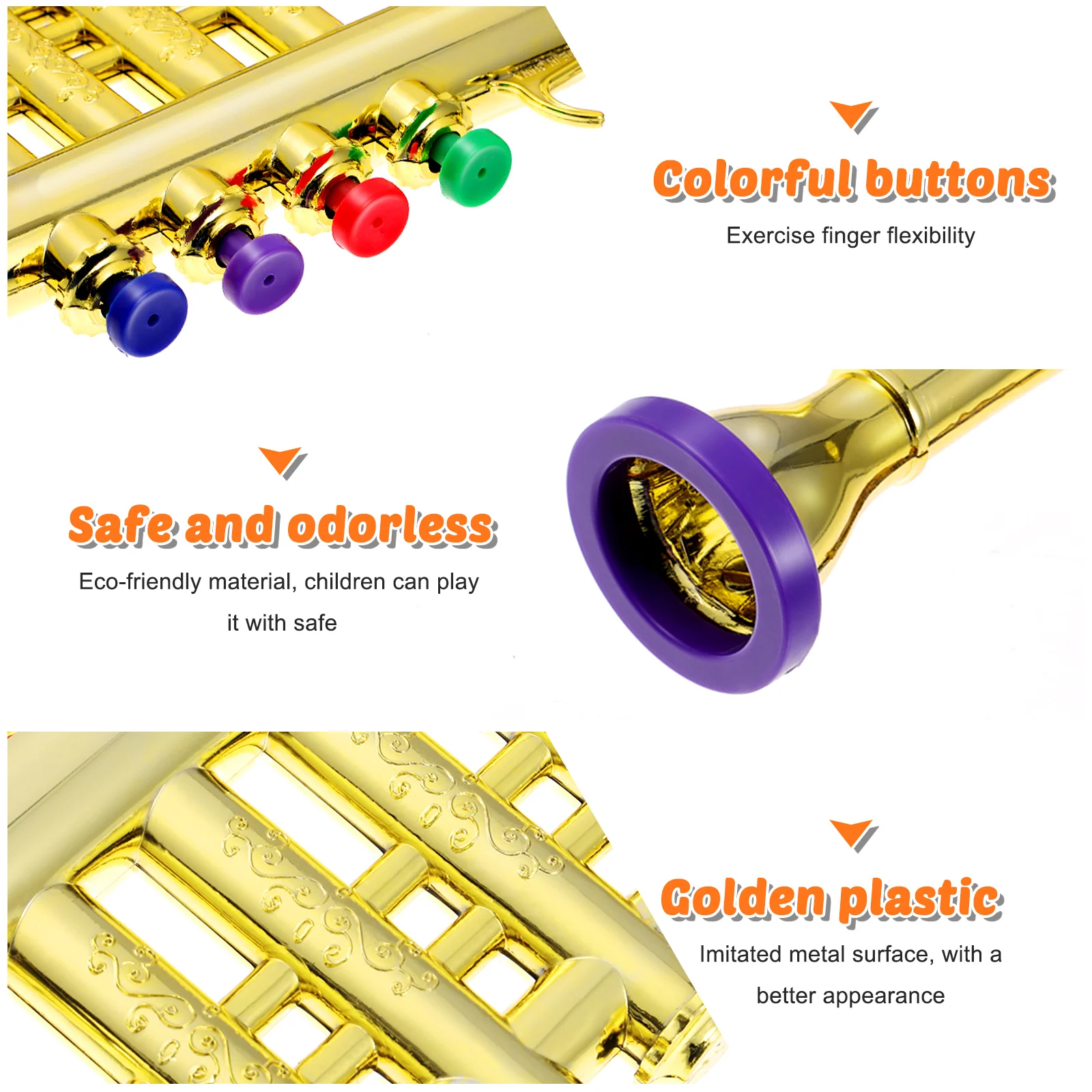 Milisten Novelty Plastic Trumpet Small Size Trumpet Instrument Musical Toy Cool Birthday Party Favor For kids Children's