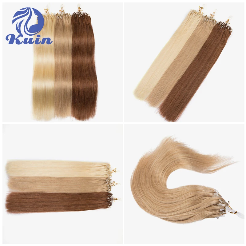 Straight Micro Loop Human Hair Extension 50G Invisible Microring Extensions Fishing Line Fushion Real Hair Natural Color