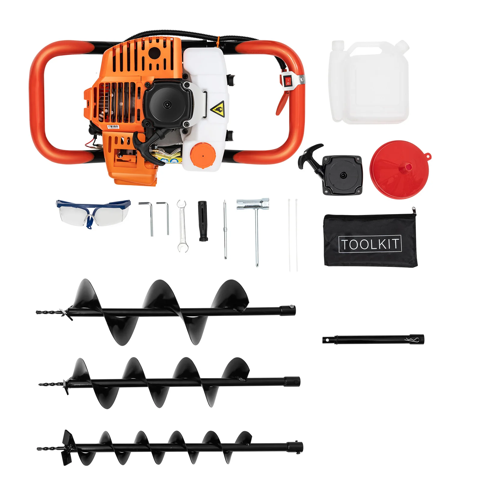 52CC Post Hole Digger Gas Powered Earth Auger Borer Fence Ground Drill+3 Bits