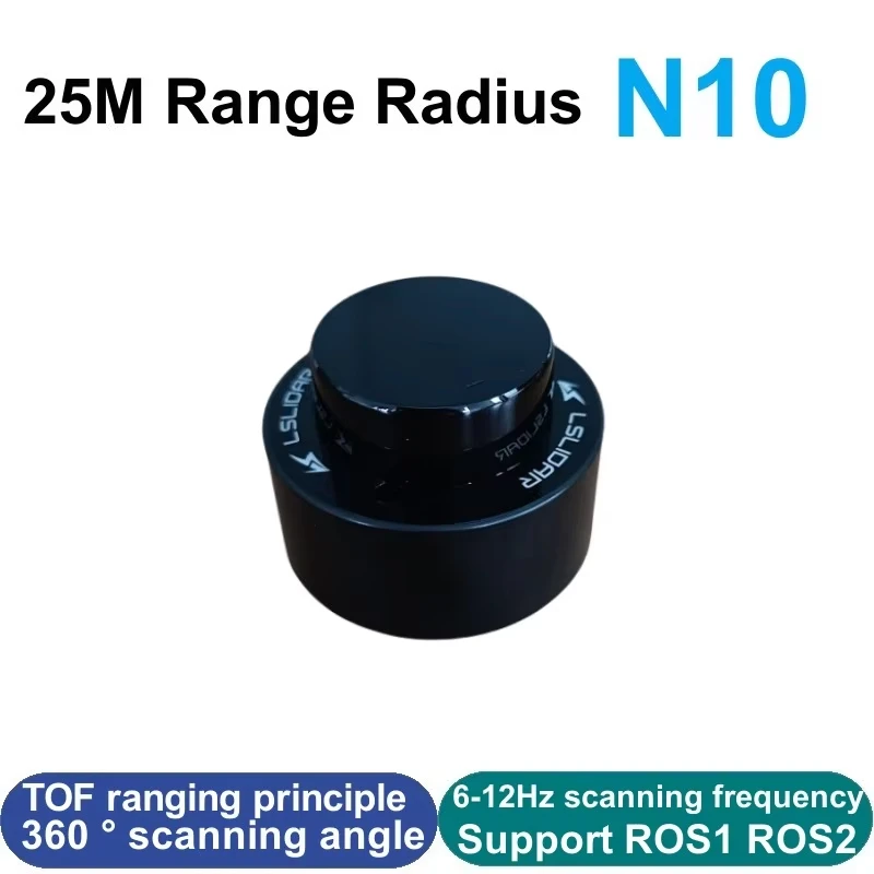 Lslidar N10P and N10 Indoor and outdoor waterproof 25m Lidar sensor 360&deg; TOF anti-glare laser radar support ROS1 ROS2