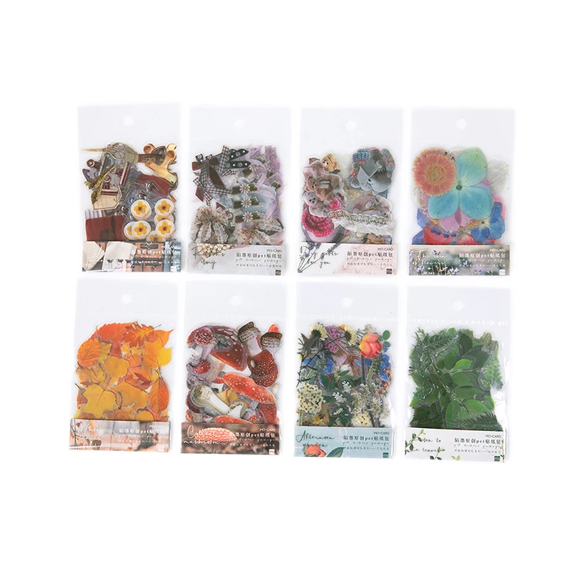 40Pcs/bag Plant Flower Mushroom Ginkgo Diary Stickers Decorative wall Stationery