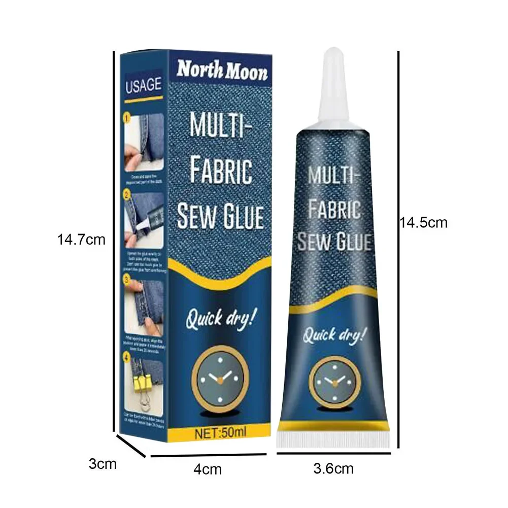 Fabric Glue 50ml Sew Glue Fabric Leather Fast Drying Ultra-stick Sew Kit Secure Stitch Liquid Sewing Supplies Universal