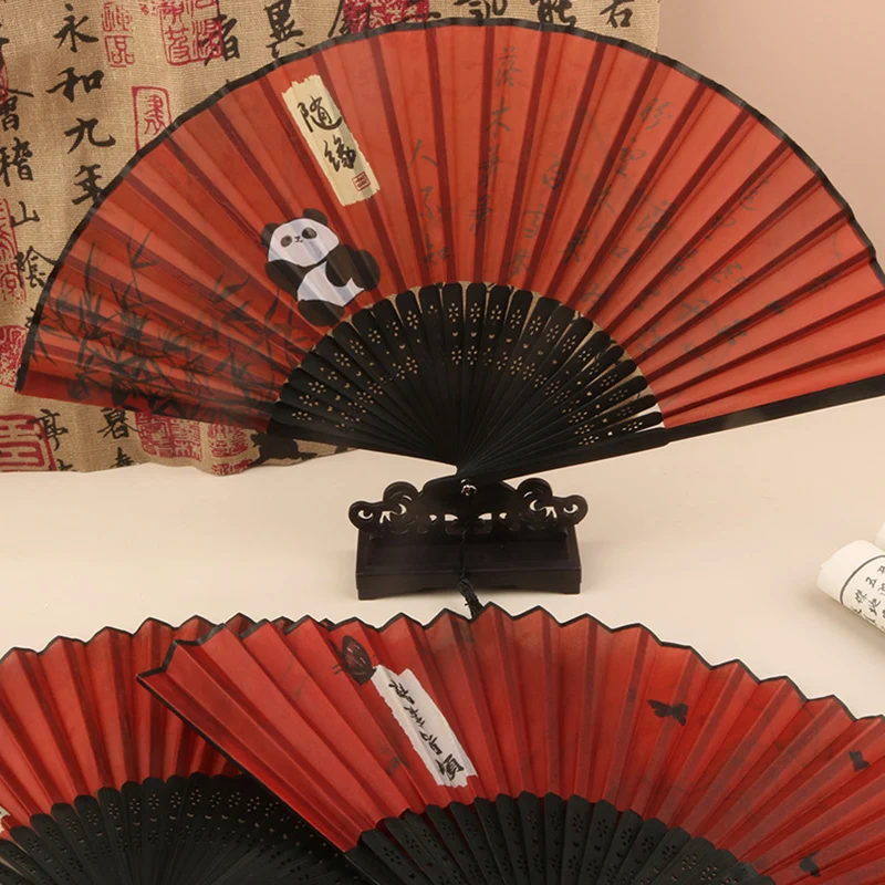 Chinese Red Folding Fans Women Dance Performance Hand Fan Props Decorative Bamboo Fan Wedding Birthday Art Crafts ventilador