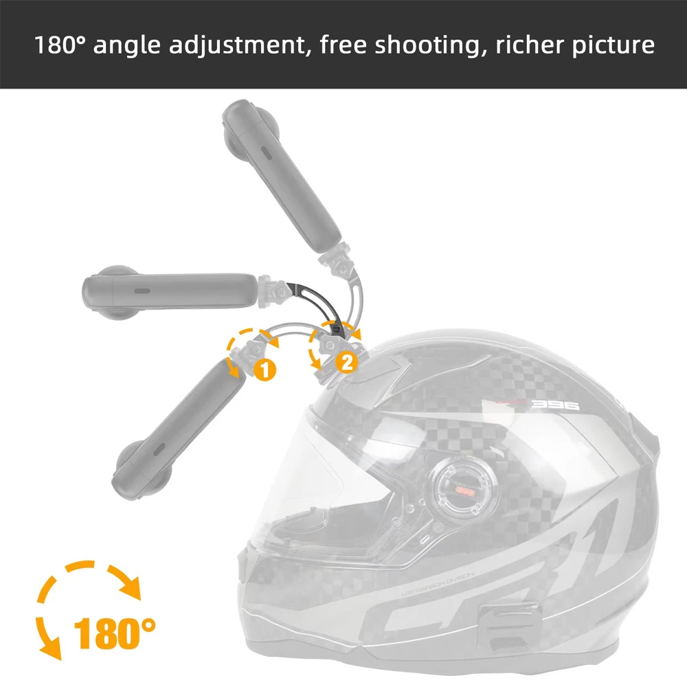 Way Aluminum Alloy Mount Helmet Extension Arm Curved Pole