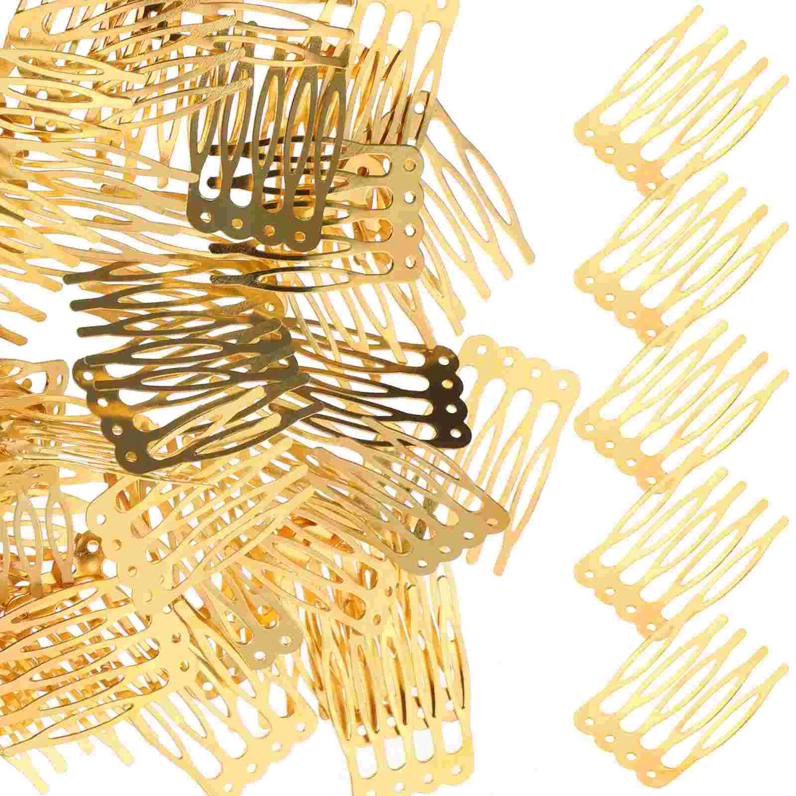 

50 Pcs Gold Hair Clips Pins Hairpin Comb Accessories Metal DIY Headdress for Women's Miss