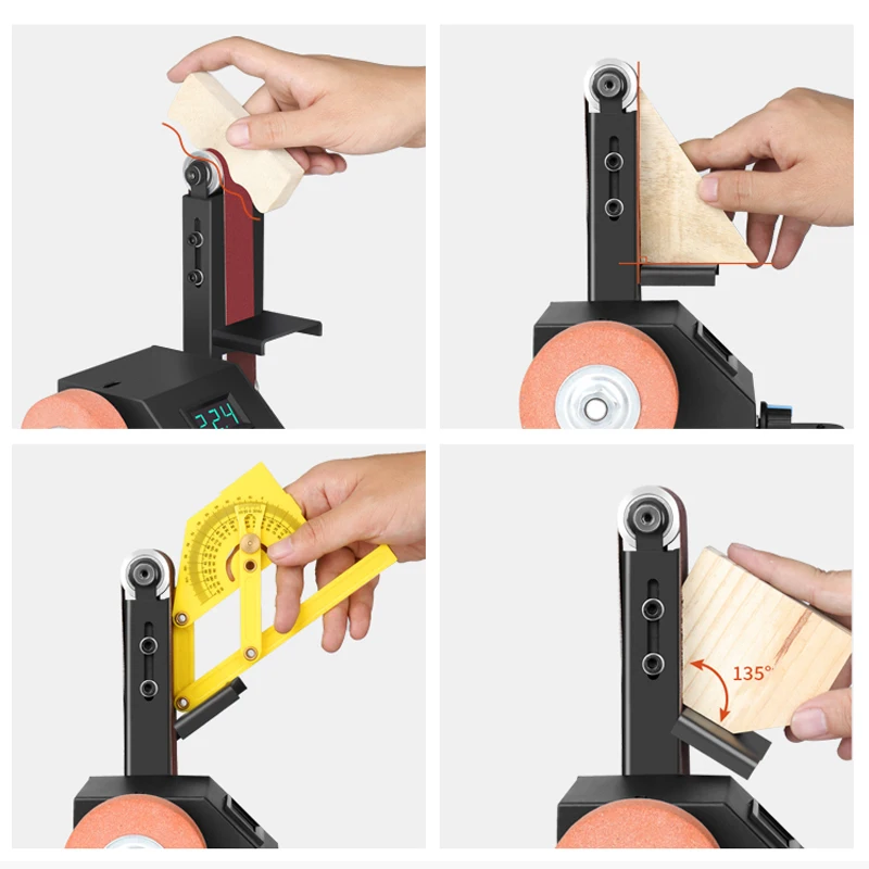 Electric Orbital Sander Electric Polisher 0-90 &deg; Adjustment Mini Electric Belt Sander DIY Sander Polisher 775/795 Motor Belt Accessorie Option 7 Speed 110V/220V