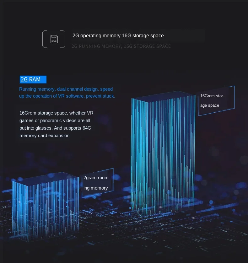 Virtual Reality Glasses 2G + 16G VR All In One AR Glasses With HD Screen 2K 3D 2560X1440 Bluetooth Game Wifi OTG