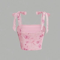 Solid Tie Shoulder Ruched Wide Strap Slim Fit Crop Top Women Clothing Summer 2025 Y2K Clothes Pink Backless Camis Top Streetwear - Image 6