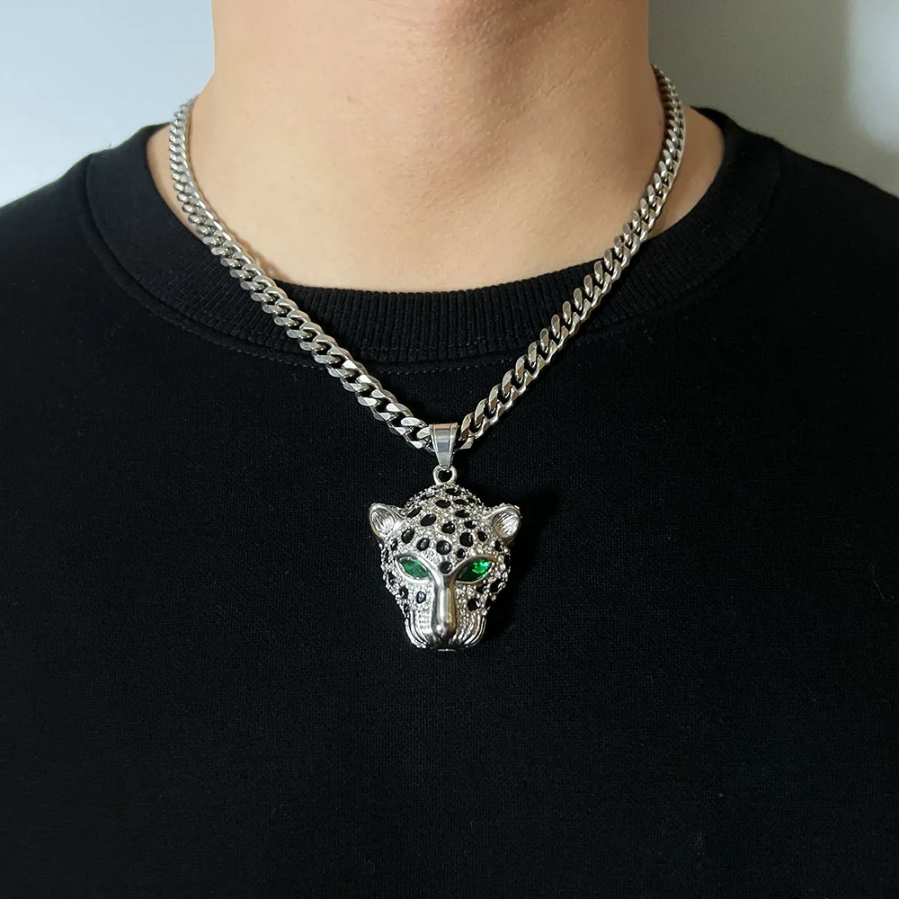 Collana con ciondolo a spirale, in acciaio inox, stile hip hop