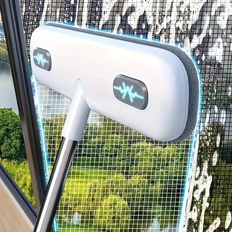 Magic Window Cleaning Brush & Pet Hair Remover with Retractable Double Rod - Adjustable Window Tool Suitable for Screens/Glass
