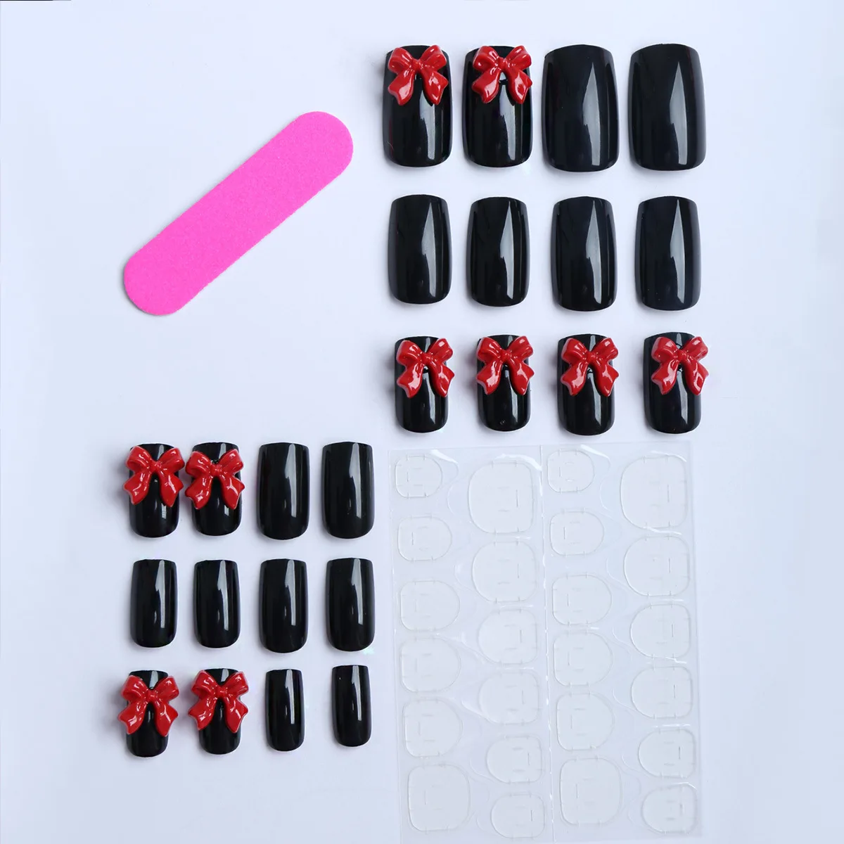 Fake Nails French Press on 3D Bowknot Full Cover for Women and Girls DIY Manicure 24Pcs
