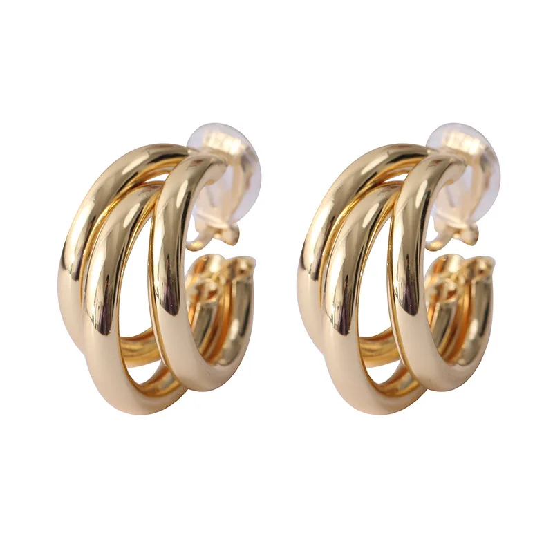 Ear Clip Earrings Clip Earrings Ear Clip Korean Style Vintage 3 Layer Geometric Mosquito Coil Clip on Earrings Fashion Lightweight Statement Cuff Earrings Ear Clip New