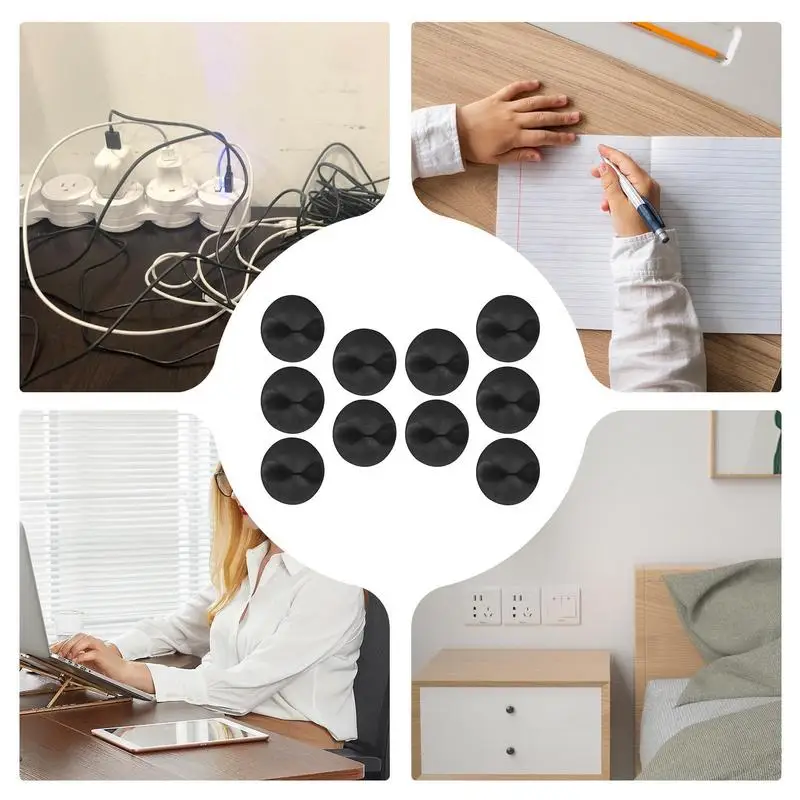 Cable Organizer 10Pcs Cable Clip Desk Tidy Organiser Winder Wire Cord USB Charger Cord Holder Organizer Fixed Clasp