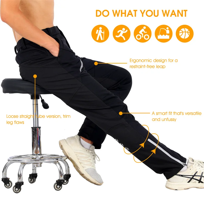 WEST BIKING Bike Pants Winter Bicycle Long Pants Thermal Fleece Reflective Cycling Warm Windproof Men Trousers EUR Size