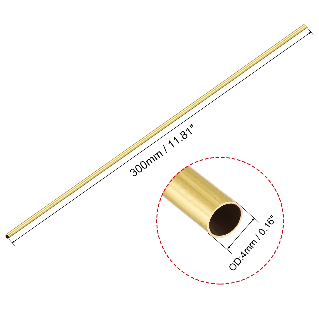 3pcs 1mm 2mm 3mm 4mm 5mm 6mm 7mm 8mm 9mm 10mm OD Brass Round Tube brass tubes 0.2mm ID Seamless Straight Pipe Tubing 300mm Length