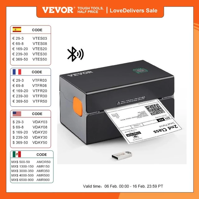 VEVOR Stampante Termica Bluetooth, Stampante per Etichette Edesive 4x6, Etichettatrice  Termica Compatibile a Windows/MAC OS/Linux/Chromebook, Supporta DHL, USPS,  FedEx, Shopify, ,  ecc. - AliExpress