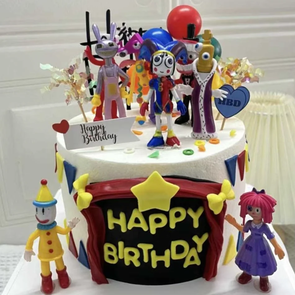 Whimsical Rabbit Clown Figurines - Cartoon Cake Ornaments & Collectible Toys