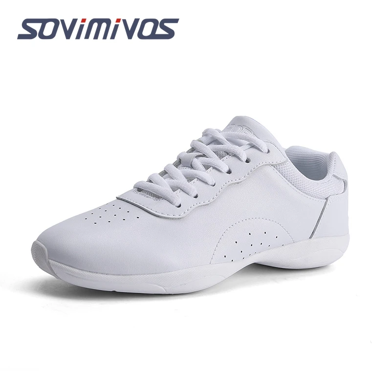 Women Dance Shoes Lightweight Flat Athletic Shoes Competitive Aerobic Gymnastics Fitness Sports White Dance Sneakers