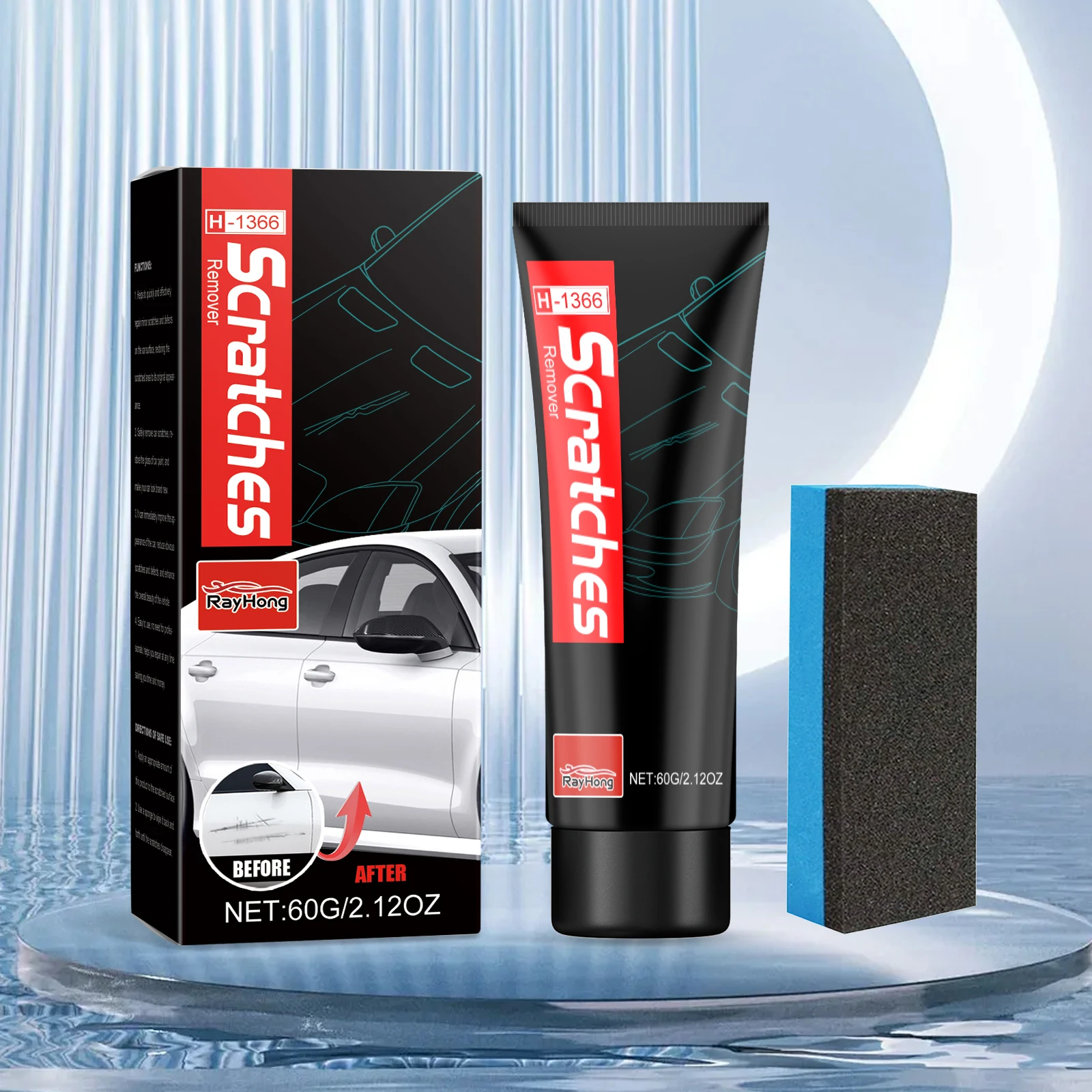 Kit de Cera Reparadora de Arañazos para Autos Rayhong, Cera para Reparación de Arañazos Ligeros en Pintura de Autos con Esponja y Toalla para Mantenimiento Automotriz