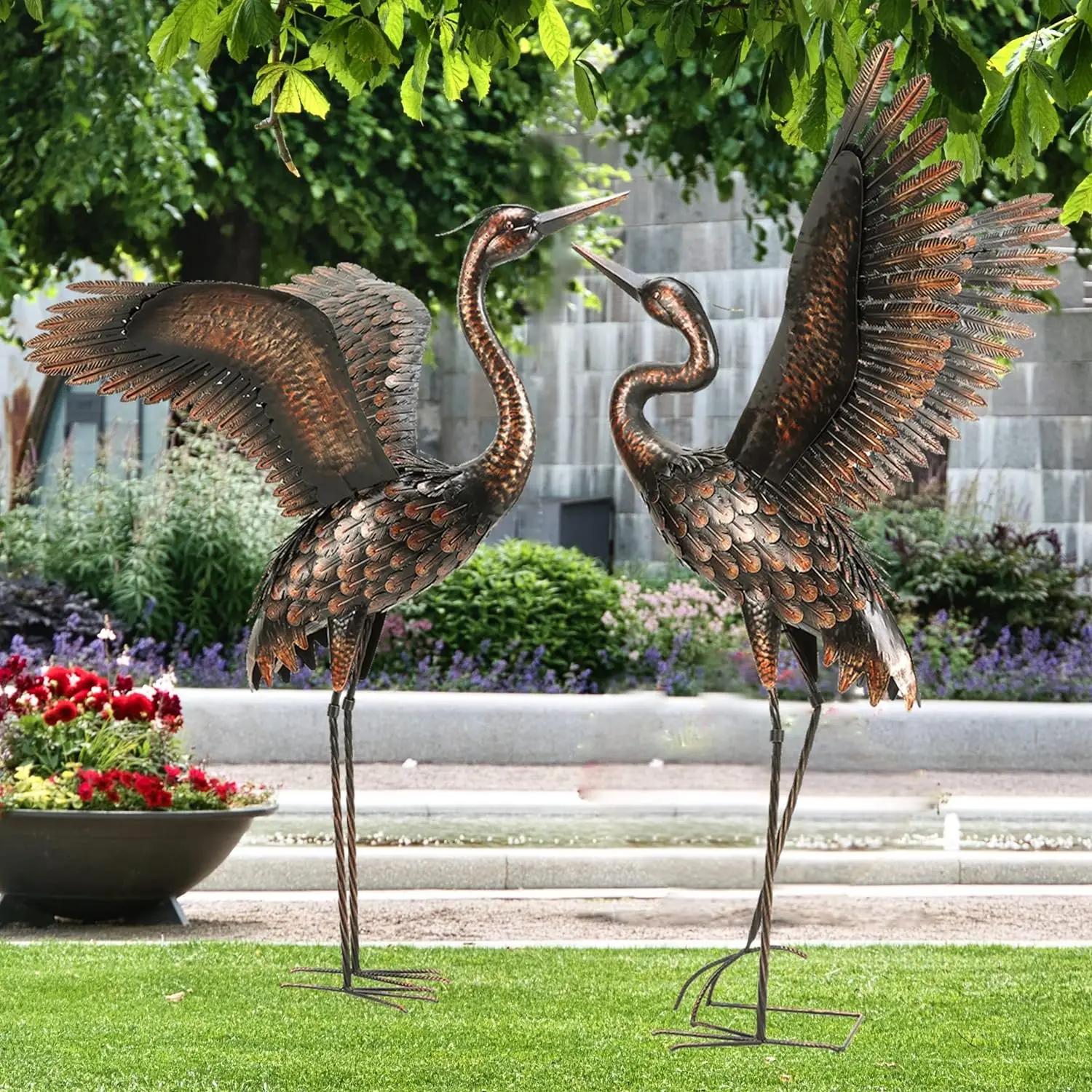 

Garden Statue Outdoor Metal Heron Crane Yard Art Sculpture for Lawn Patio Backyard Decoration,46 inch (2-Pack)