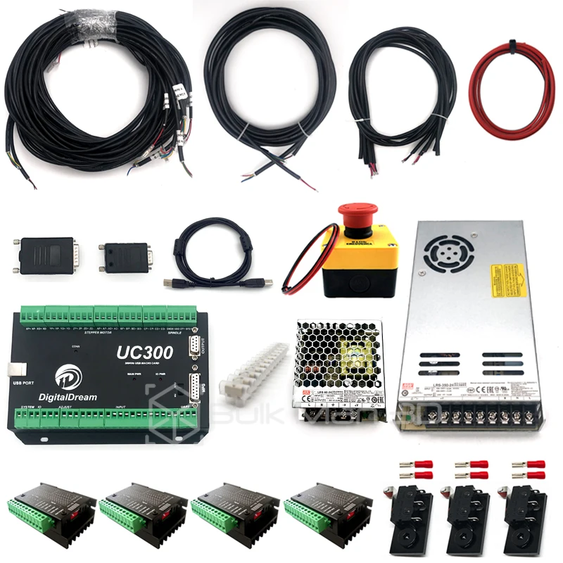 MACH3 USB 4-Axis UC300 Controller Bundle for QueenBee / WorkBee CNC Engraving Milling Machine Desktop DIY Lead CNC Mill new 3d printer accessories 42 step motor 17hs4401 38 height micro drive motor two phase four wire lead screw engraving machine