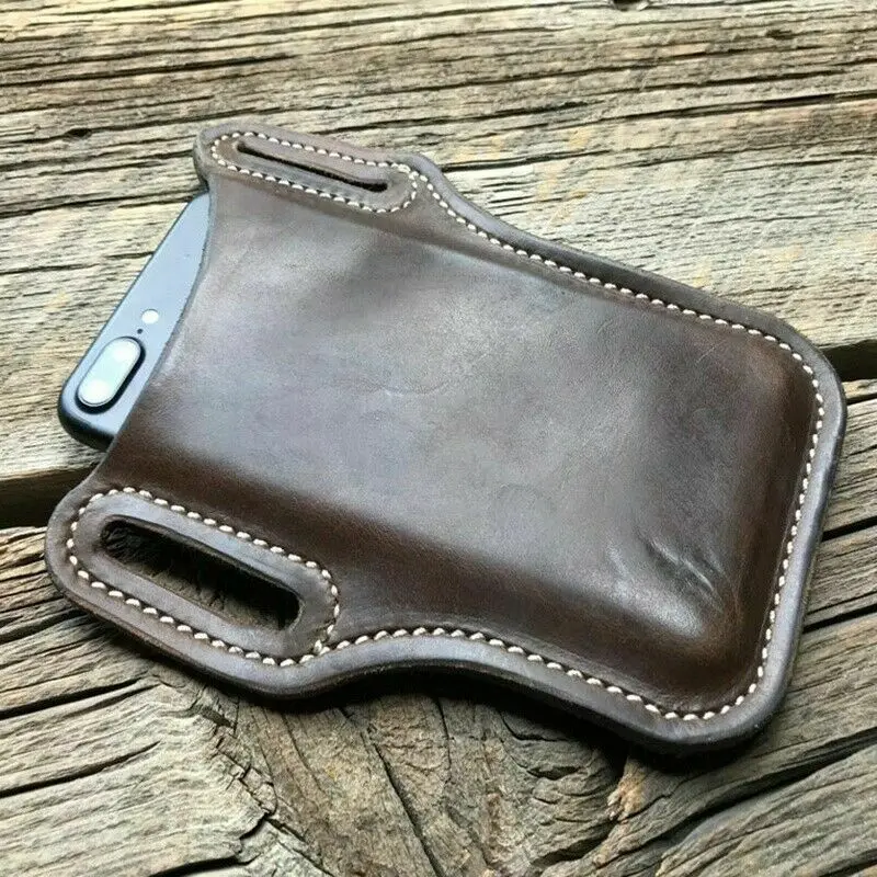 Men Phone Case Holster Cellphone Loop Holster Belt Waist Bag Props Leather Purse Phone Wallet Running Pouch Travel Camping Bags