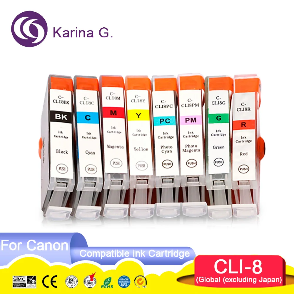 8 Colors CLI 8 CLI8 CLI-8 With Chip Compatible Color Inkjet Ink Cartridge for P