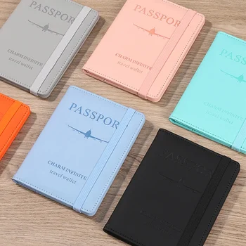 Borsa per passaporto con cinturino in pelle PU custodia protettiva per passaporto RFID custodia protettiva per portafoglio da viaggio borsa per biglietti porta biglietti per donna