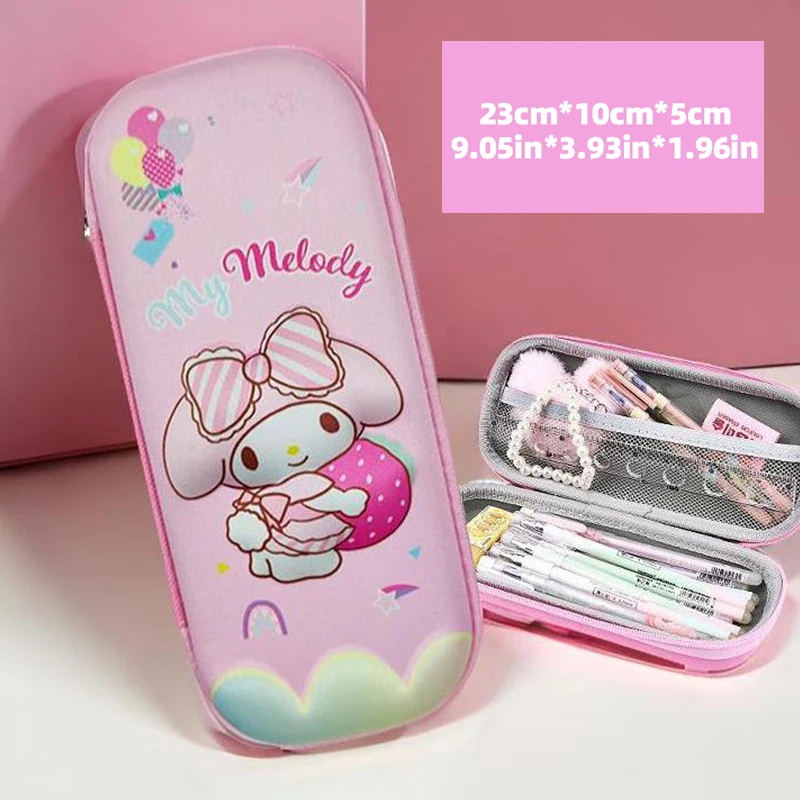 مقلمة Cinnamoroll & Kuromi، مادة PU متينة، صندوق ق...