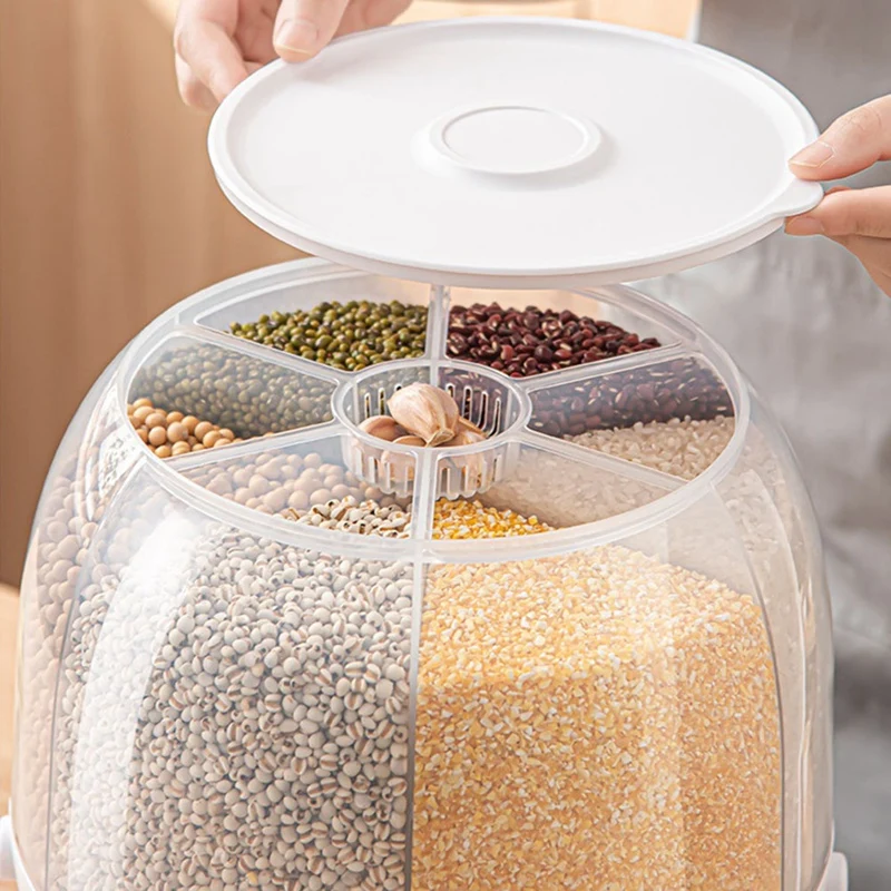 CLEARANCE 6-grid Rice Storage Cereal Dispenser Grain Container