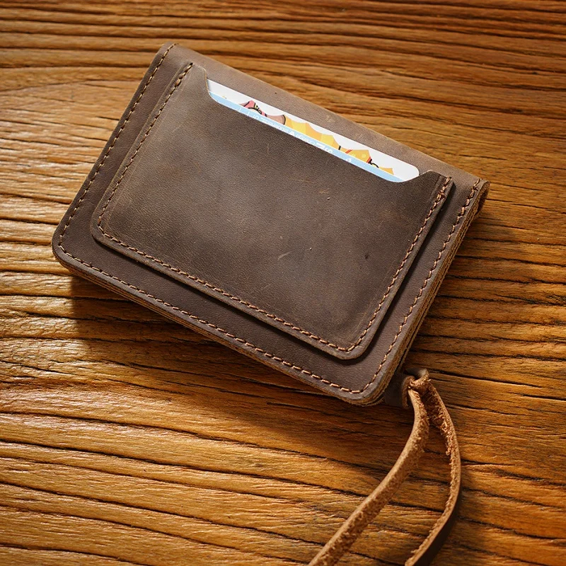 GENODERN Vintage Handmade Genuine Leather Card Holder Wallet