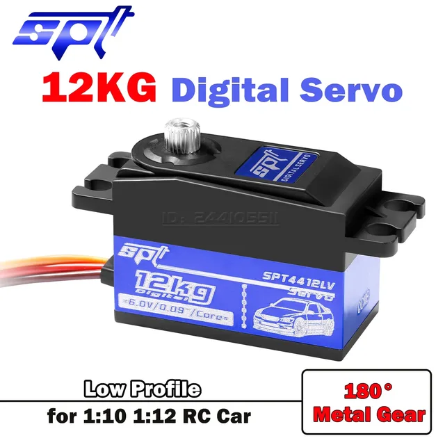 12KG 20KG Metal Gear Low Profile Digital Servo SPT 4412LV 180° Short Body for 1:10 1:12 RC Car SCX10 Racing Drift Crawler Tamiya