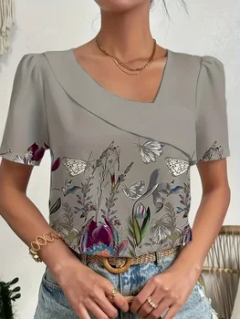 Elegant Loose Blouse Woman Fashion Temperament Long Sleeve Woman Shirt Printed Casual Woman Shirt Holiday Top 1