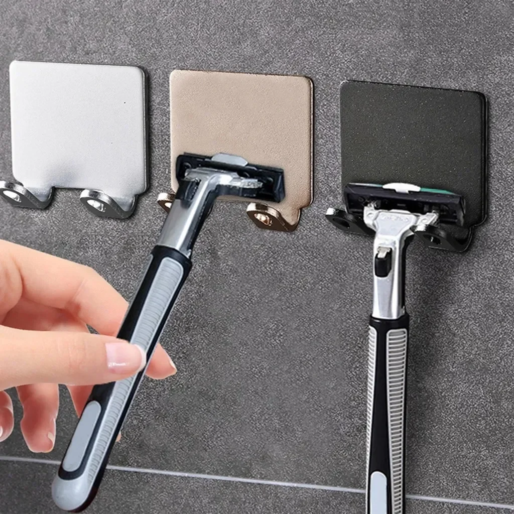 4 Peices Stainless Steel Razor Holder Storage Hook Wall Men Shaving Shaver Shelf Punch Free Razor Rack Accessories Organization