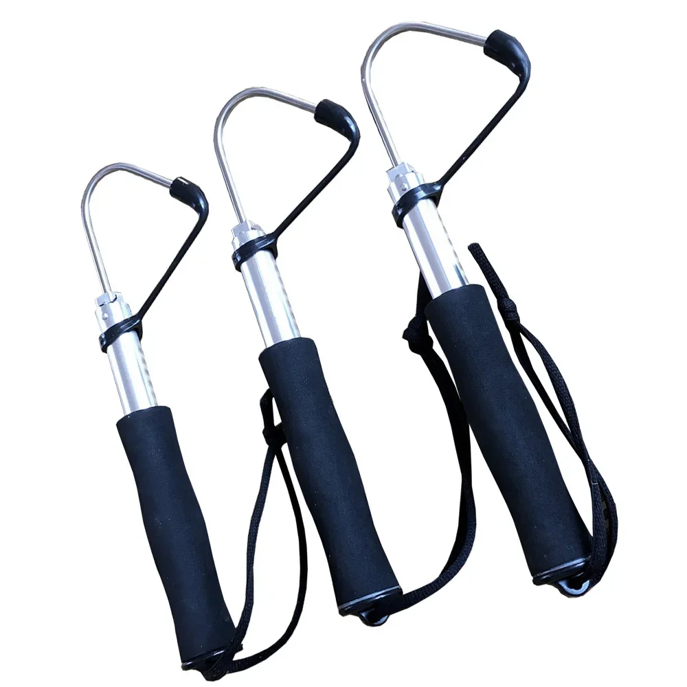 Telescopic Fish Gaff Stainless Sea Fishing Spear Hook Tackle Soft Handle Aluminium Pole Fishing Accessories 64/89/116cm