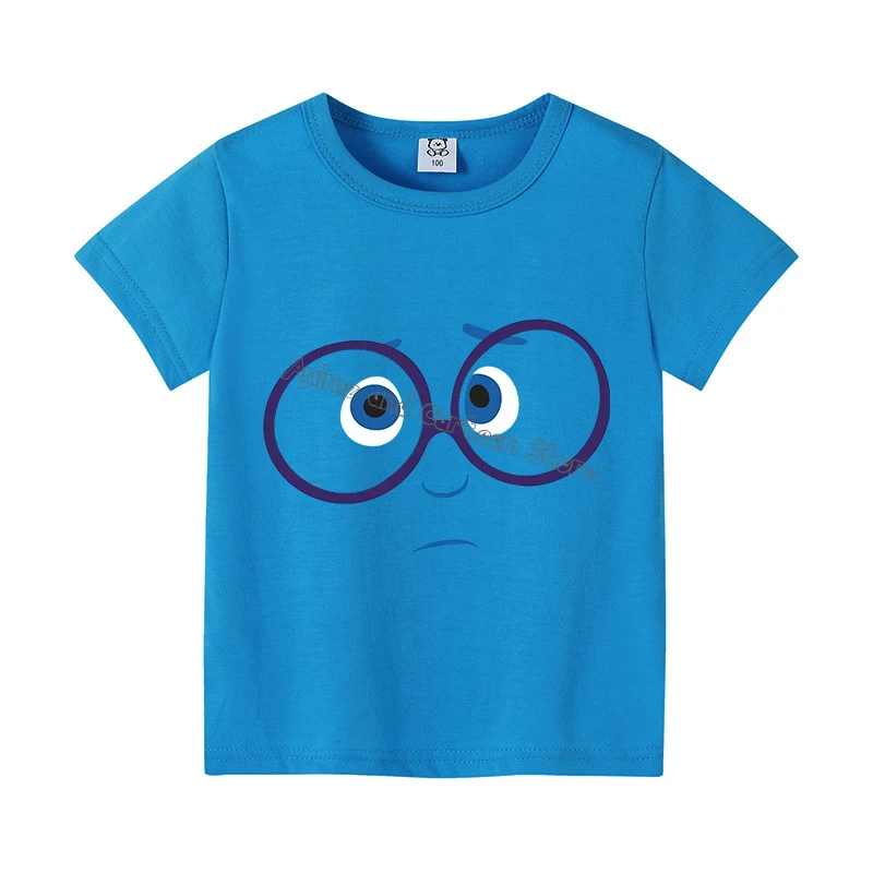 Disney Inside Out New T-shirt for Children Cartoon Clothing Trendy Base Tops Cute Emote Clothes Fashion Sunmer Tee Kids Top Gift 4