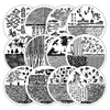 Chinese Style Architecture Stamping Plates Cloud Nail Stamp Stencil Templates Written Word Image Bamboo Nail Art Plates Mountain 1