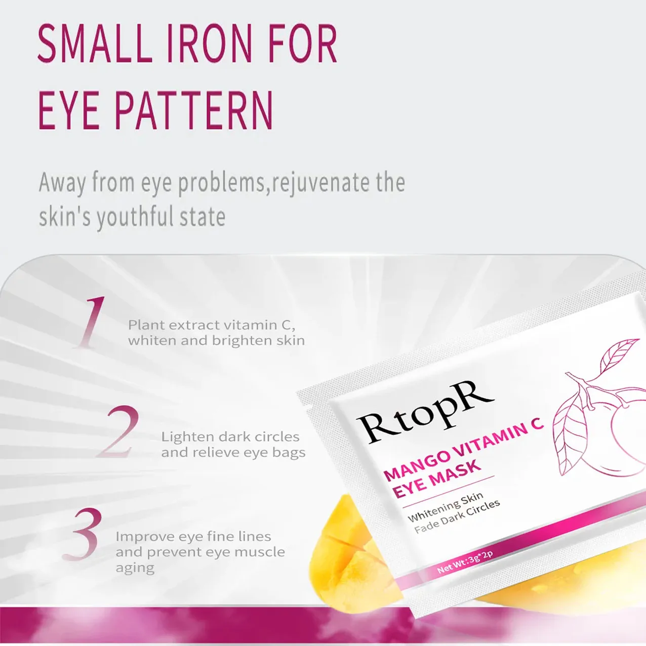 Vitamin C Hydrating Eye Mask Anti-Wrinkle Firming Lifting Fade Fine Lines Moisturizing Eye Patches Brighten Skin Care Products