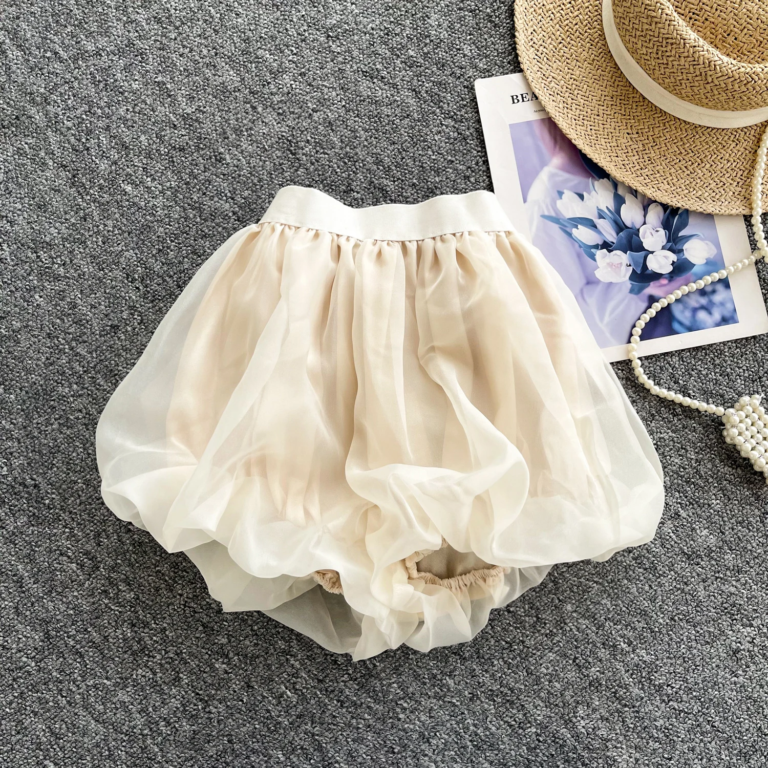 SINGREINY Sweet Fashion Female Shorts Solid High Elastic Waist Slim Design 2025 Newest Summer Basics Cute Casual Mesh Shorts