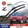 For BMW X5 E53  2000-2006 Car Windshield Wiper U-type Soft Rubber Frameless Bracketless Car Wipers 24"+22" 1