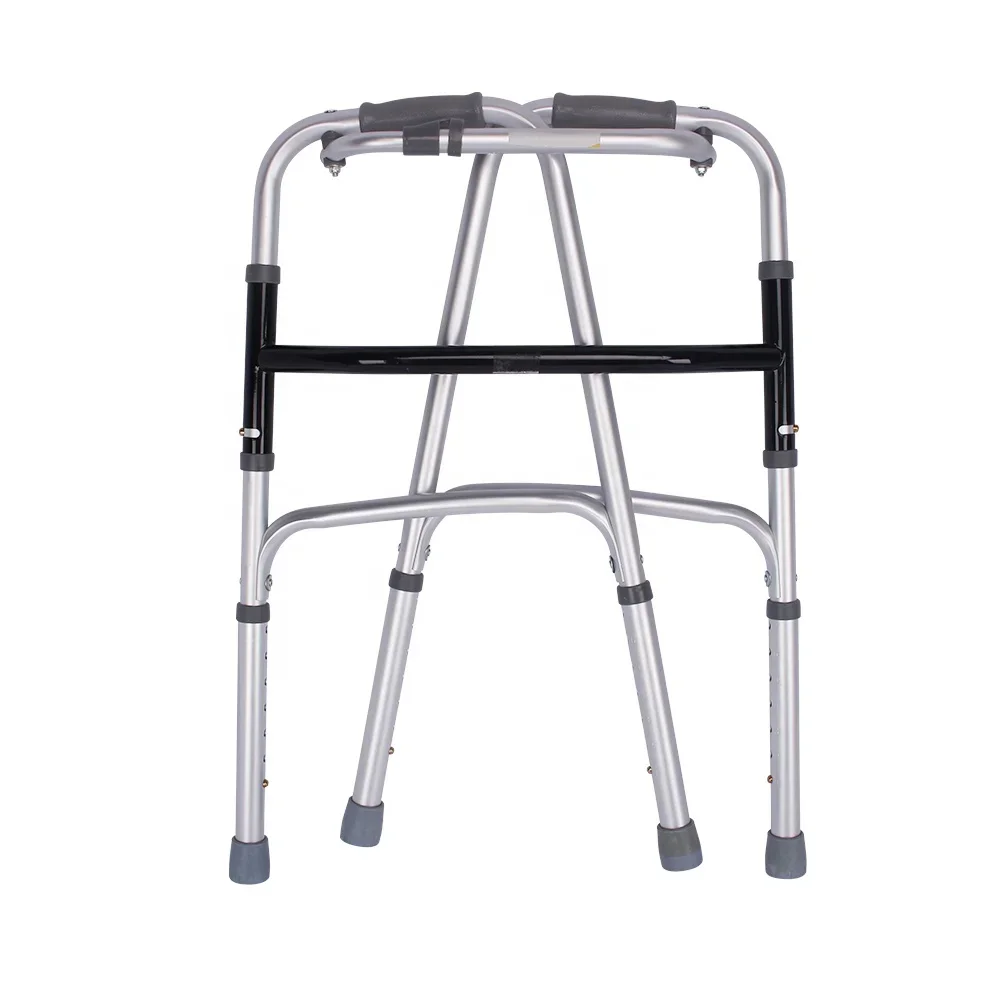 Deluxe One Button Folding Walker Adult Compact Elderly Handicap Medical Walking Aid Two-Button Medical Walkers Without Wheels 2