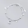 Sparking 925 Sterling Silver Star Moon Bracelets For Women Girls Vintage Korean Crystal Bracelets Party Charm Jewelry Gifts 1