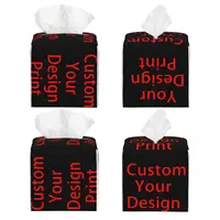 Custom Custom Your Design Tissue Box Holder Square Customized Logo Printed PU Leather Facial Tissue Box Cover for Car Home 2