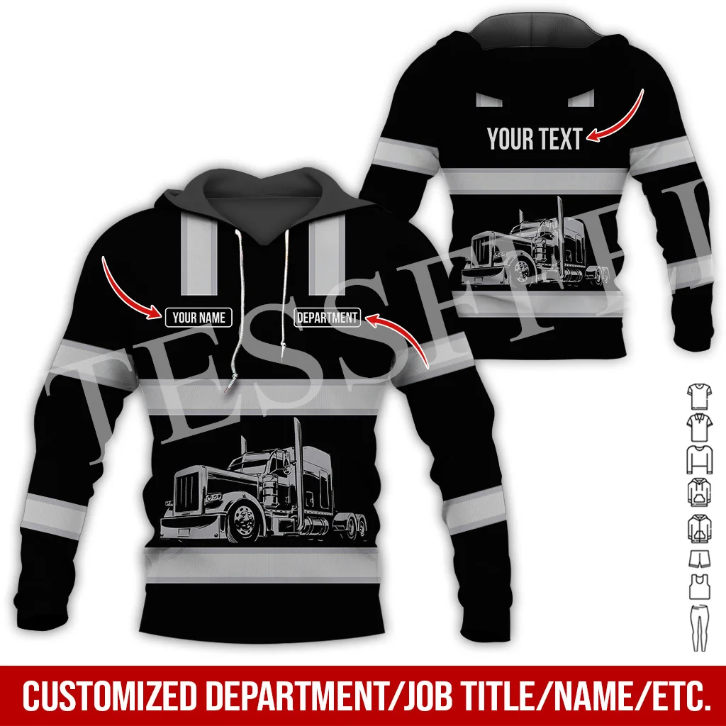 Nome Personalizzato Cosplay Tow Truck Driver Trucker Worker Retro Tuta 3Dprint Harajuku Casual Pullover Jacket Felpe Vintage X37