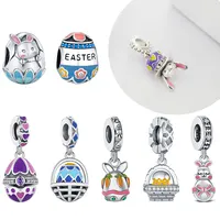 2025 Hot S925 Sterling Silver Easter Egg Bead Fit 3mm Bracelet Diy Fashion Elegant Jewelry Fine Charm Love Cute Easter Gift Fine